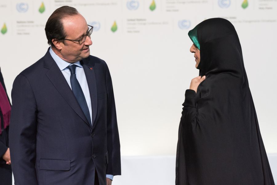 Francois Hollande and Masoumeh Ebtekar