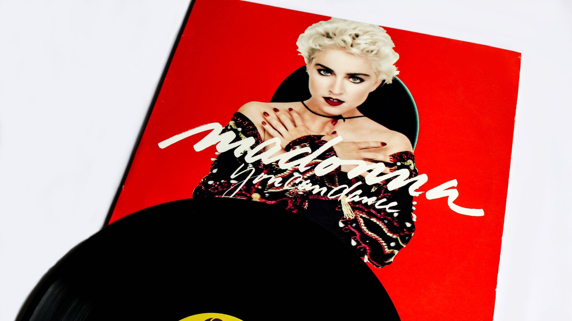 Miami, FL, USA; June 2021: Pop and House dance artist, Madonna remix music album on vinyl record LP disc. Titled: You can dance album cover