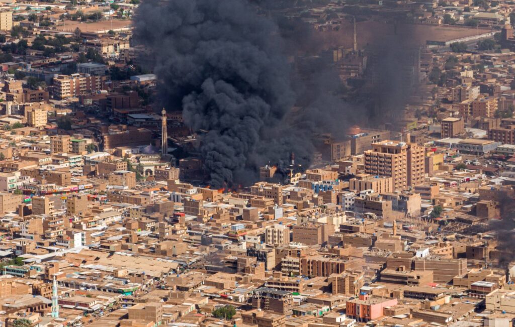 huge fire in one of the ancient markets in Sudan 